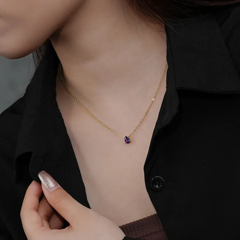 Alexandrite Water Drop Pendant Necklace