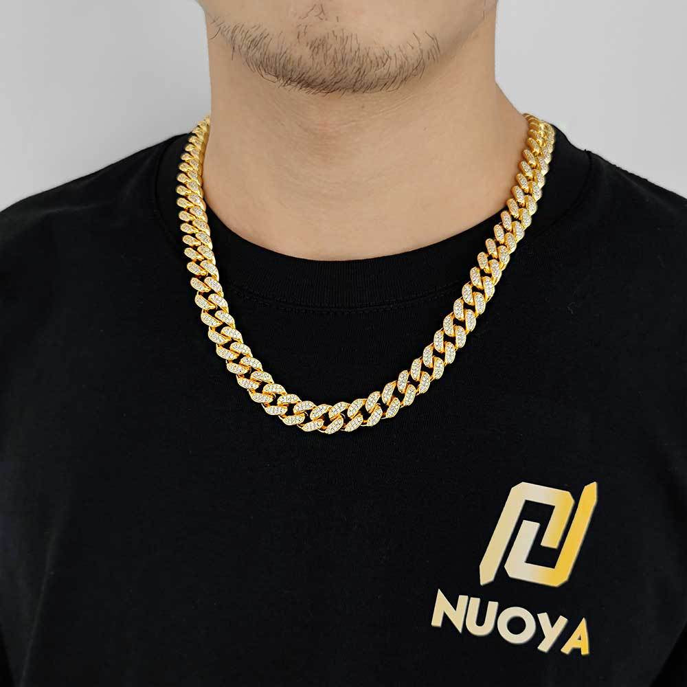 European Hip Hop Ornament 12Mm Spring Fastener Double Row Zircon Necklace Bracelet